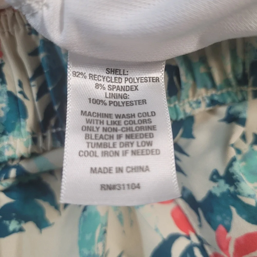 Ocean Coast Floral Hawaiian Print Womens Lined Swim Trunks‎ Shorts Size 2X
